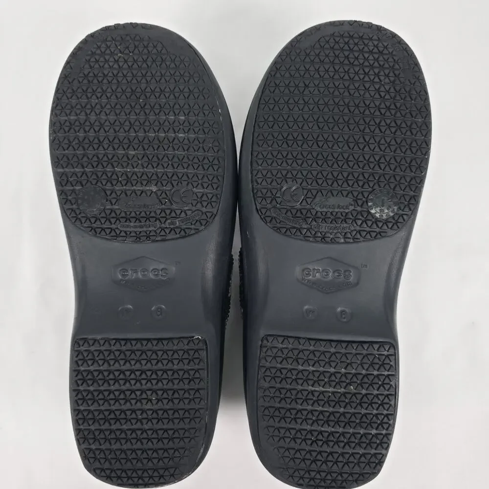 Crocs Neria Pro II Womens 8 Black Rhinestone Slip Resistant Work Clogs Nurse